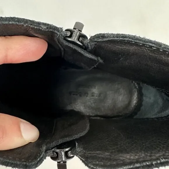 RAG & BONE NEW YORK Margot Black Leather Heeled Side Zip Ankle Booties 7.5/37.5 - Picture 11 of 13